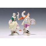 Zwei Porzellanfiguren, Meissen, um 1965-75, galantes