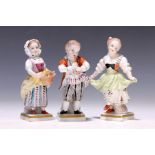 3 Porzellanfiguren, Thüringen, um 1910-20, tanzende Frau,