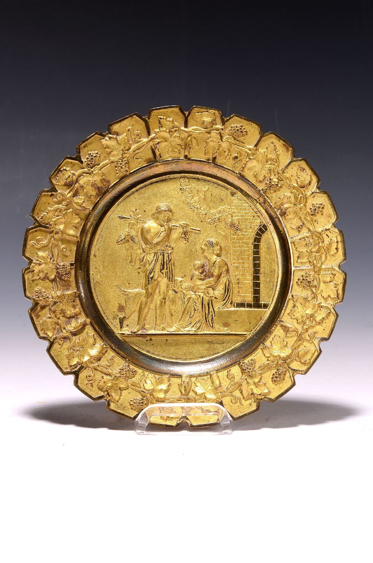 Jahreszeitenteller, Mitte 19.Jh.,  Bronze, vergoldet,
