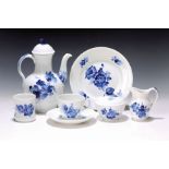 Kaffeeservice, Royal Copenhagen, blaue Blumenmalerei,