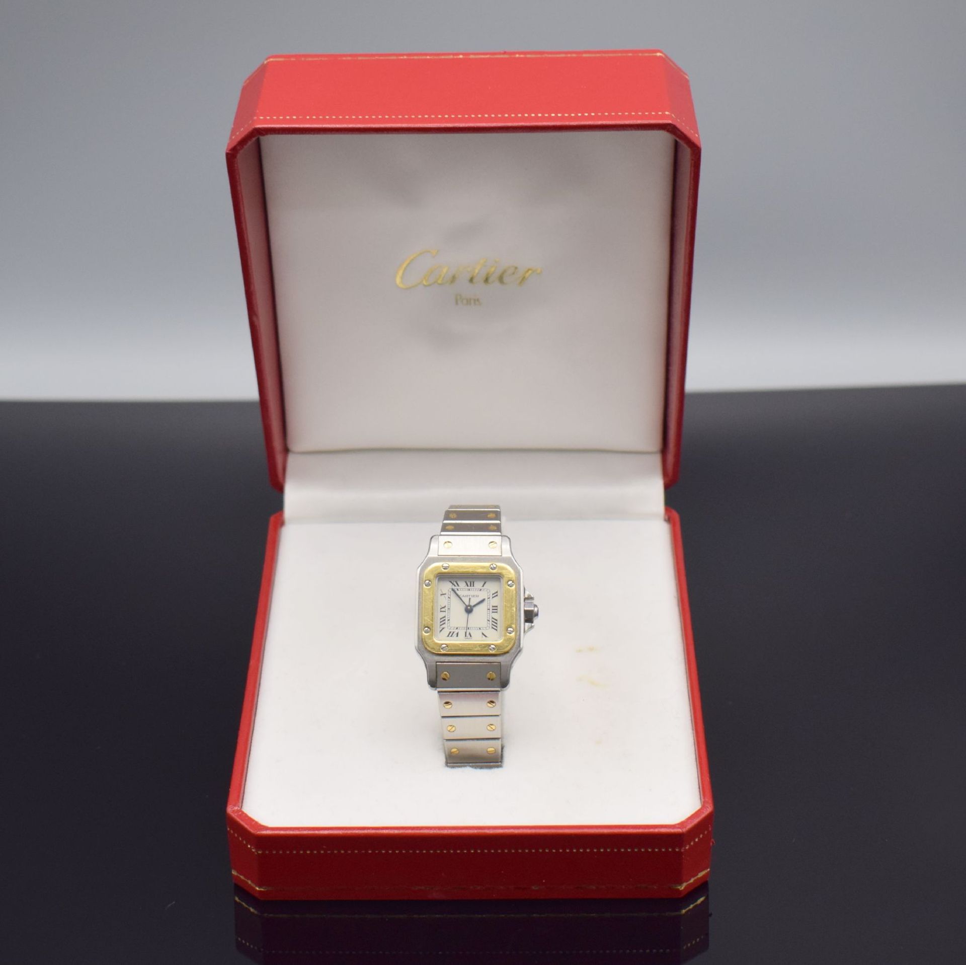 CARTIER Santos Damenarmbanduhr in Stahl/Gold,  Schweiz um - Bild 7 aus 8