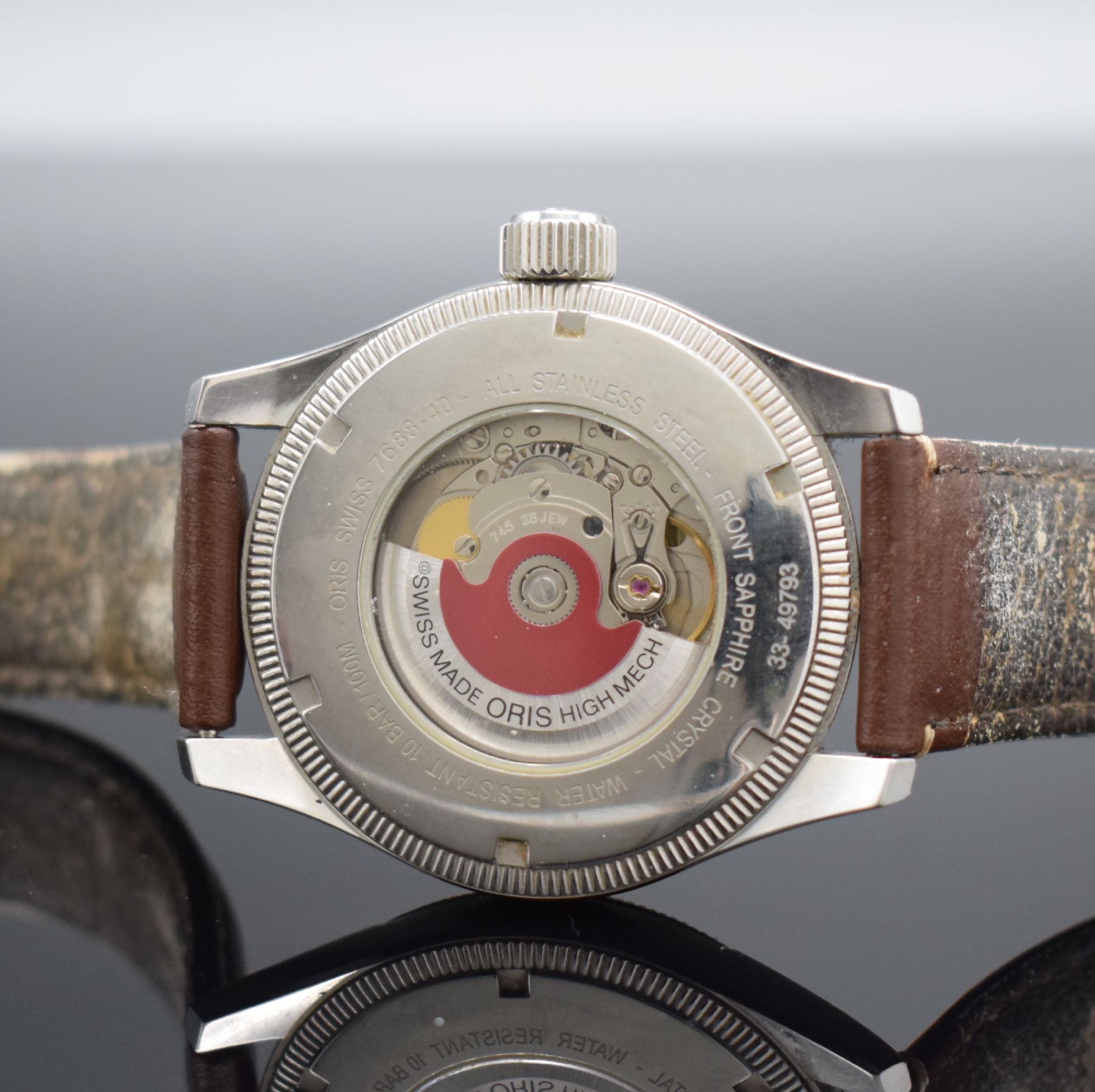 ORIS große Armbanduhr mit Tag/Datum in Stahl, Schweiz um - Image 5 of 8