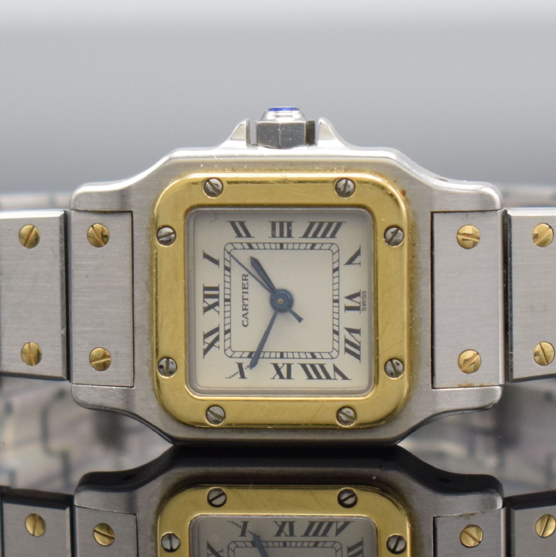 CARTIER Santos Damenarmbanduhr in Stahl/Gold,  Schweiz um - Bild 2 aus 8