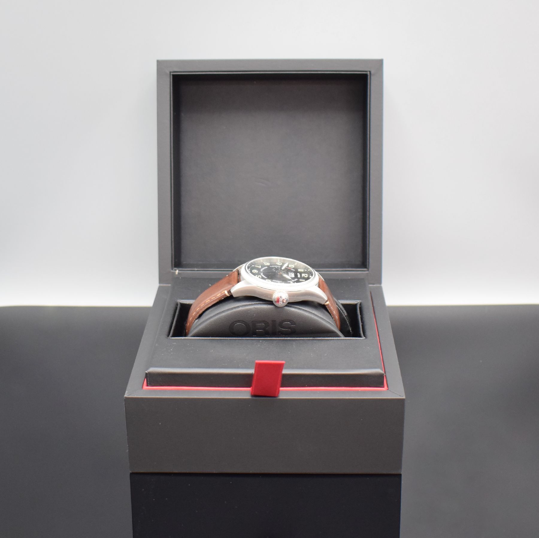 ORIS große Armbanduhr mit Tag/Datum in Stahl, Schweiz um - Image 7 of 8