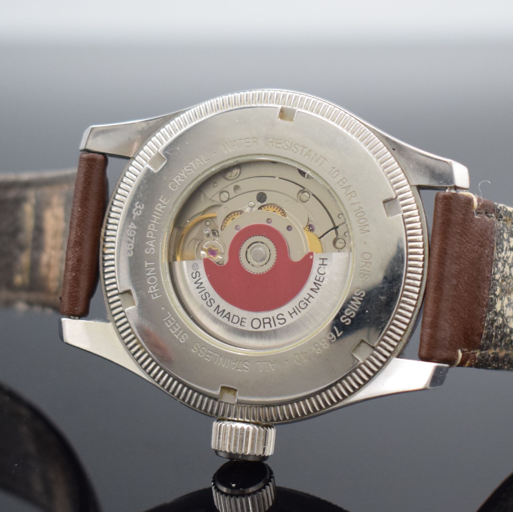 ORIS große Armbanduhr mit Tag/Datum in Stahl, Schweiz um - Image 6 of 8