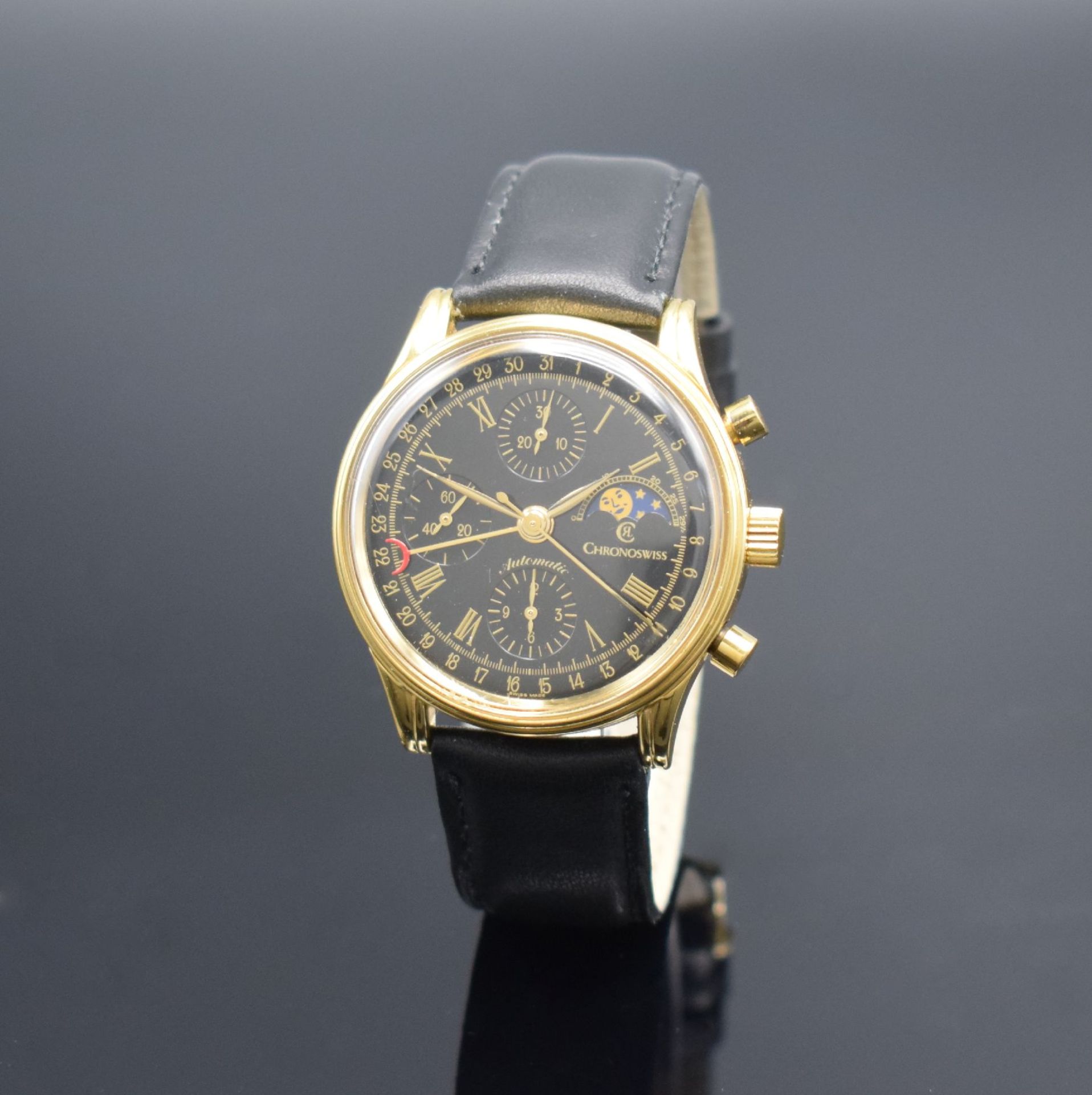 CHRONOSWISS vergoldeter Herrenchronograph mit Mondphase,