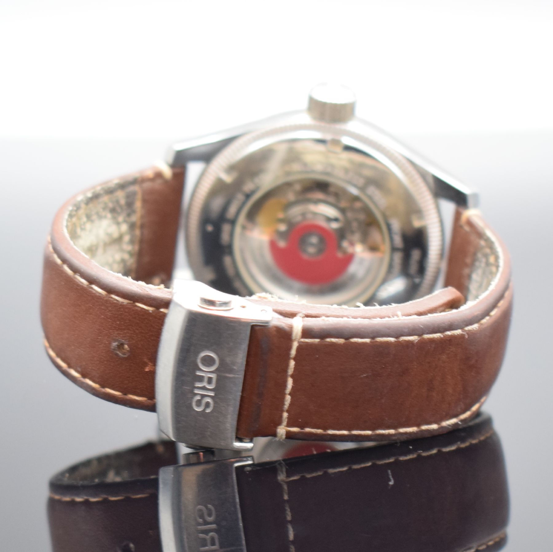 ORIS große Armbanduhr mit Tag/Datum in Stahl, Schweiz um - Image 3 of 8