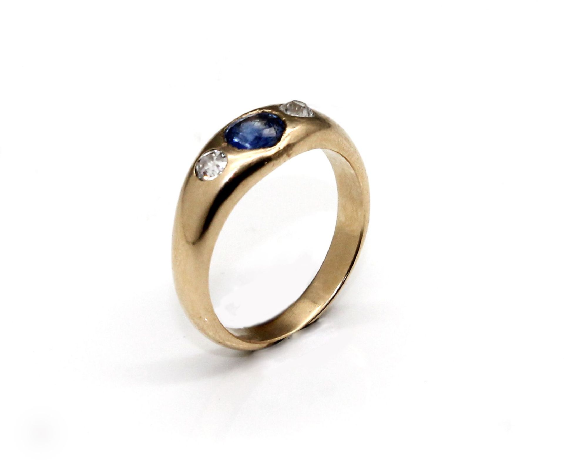 14 kt Saphir-Diamant-Ring, GG 585/000, Bandring,