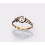 18 kt Gold Diamant-Ring, um 1900, GG 750/ 000 (gepr.),