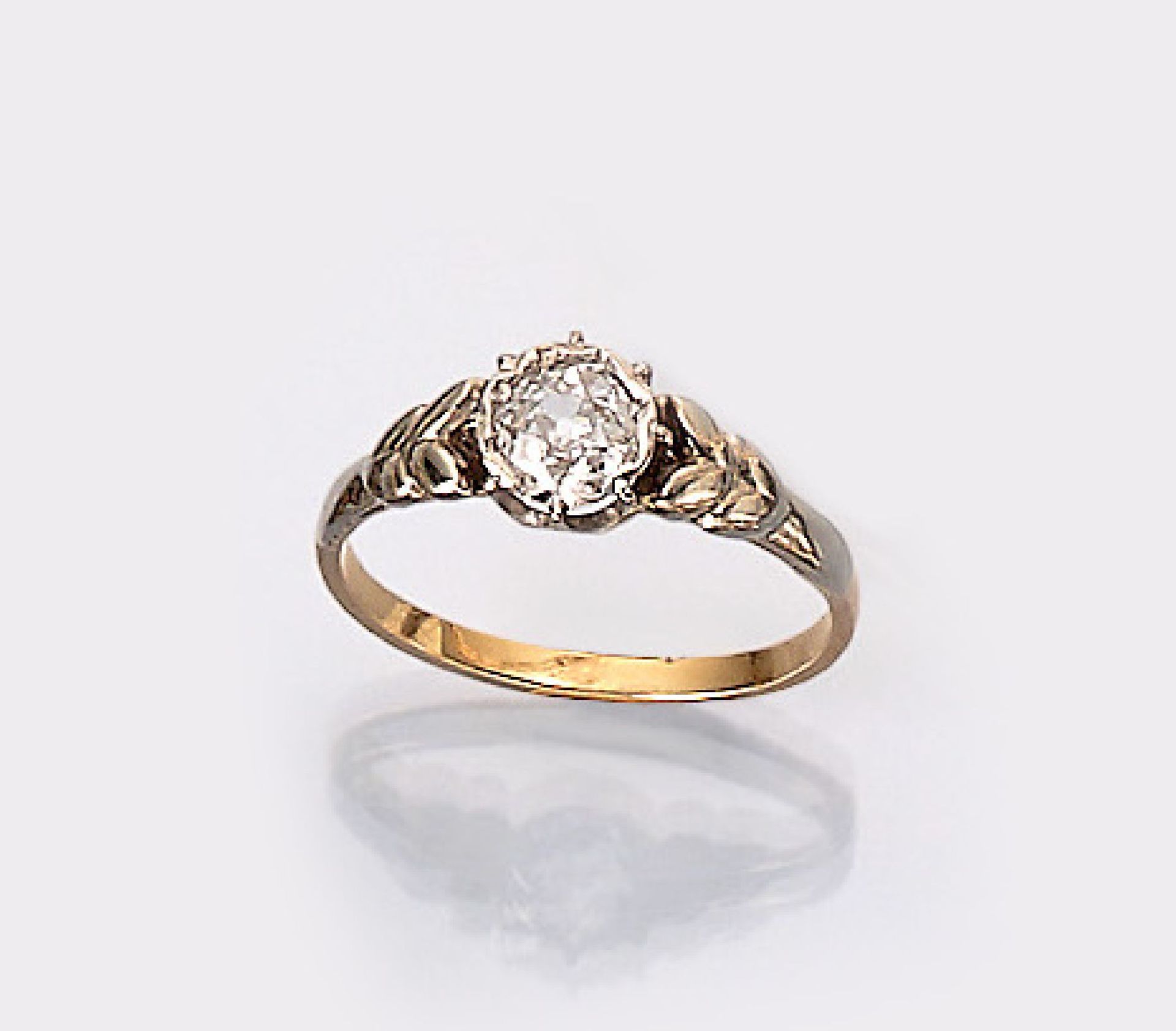 18 kt Gold Diamant-Ring, um 1900, GG 750/ 000 (gepr.),