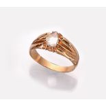 14 kt Gold Diamant-Ring, GG 583/000, Russland um 1900,