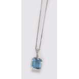 Art-Deco Aquamarin-Diamanten-Collier, WG 750/000,