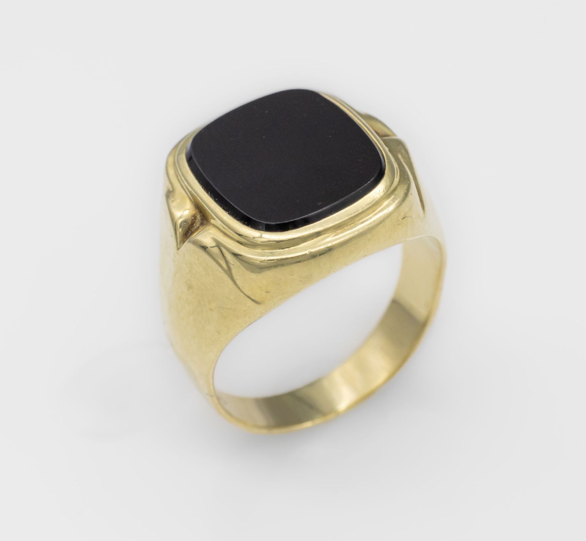 14 kt Gold Onyx-Siegelring, GG 585/000, Siegelring mit