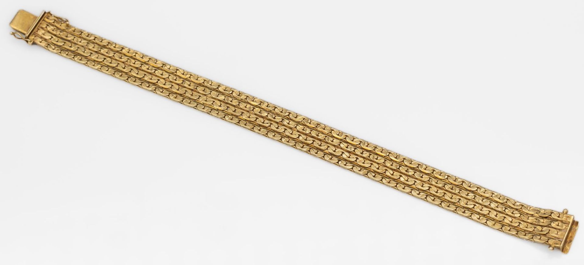 14 kt Gold Armband, GG 585/000, 4-reihig halbrunde