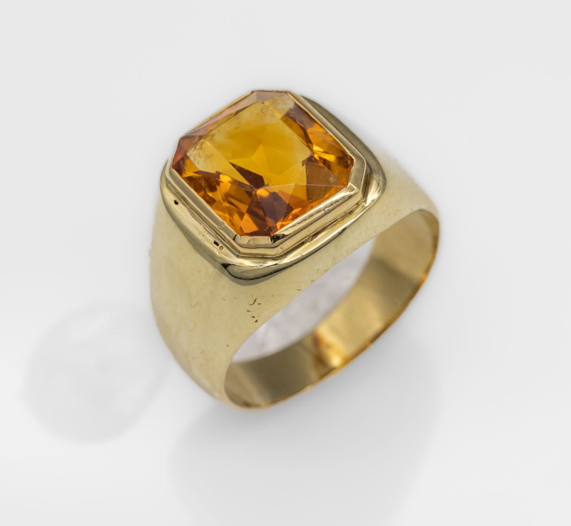 14 kt Gold Citrin-Ring, GG 585/000, facett.Citrin ca.