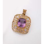 18 kt Gold Amethyst-Anhänger, 1950er Jahre, GG 750/000,