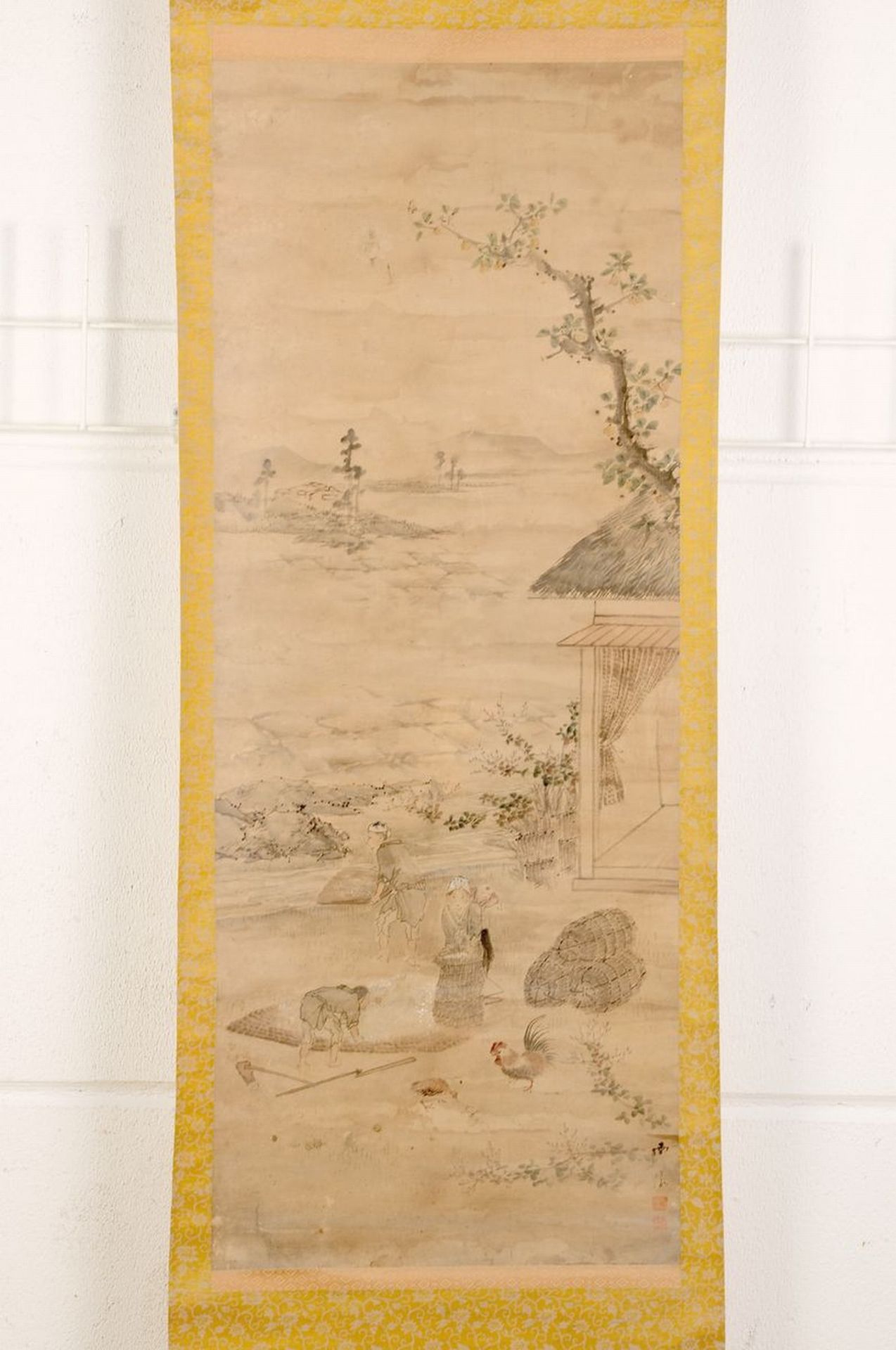 Kakemono/Rollbild, Japan, um 1900,  Aquarell, Landschaft,