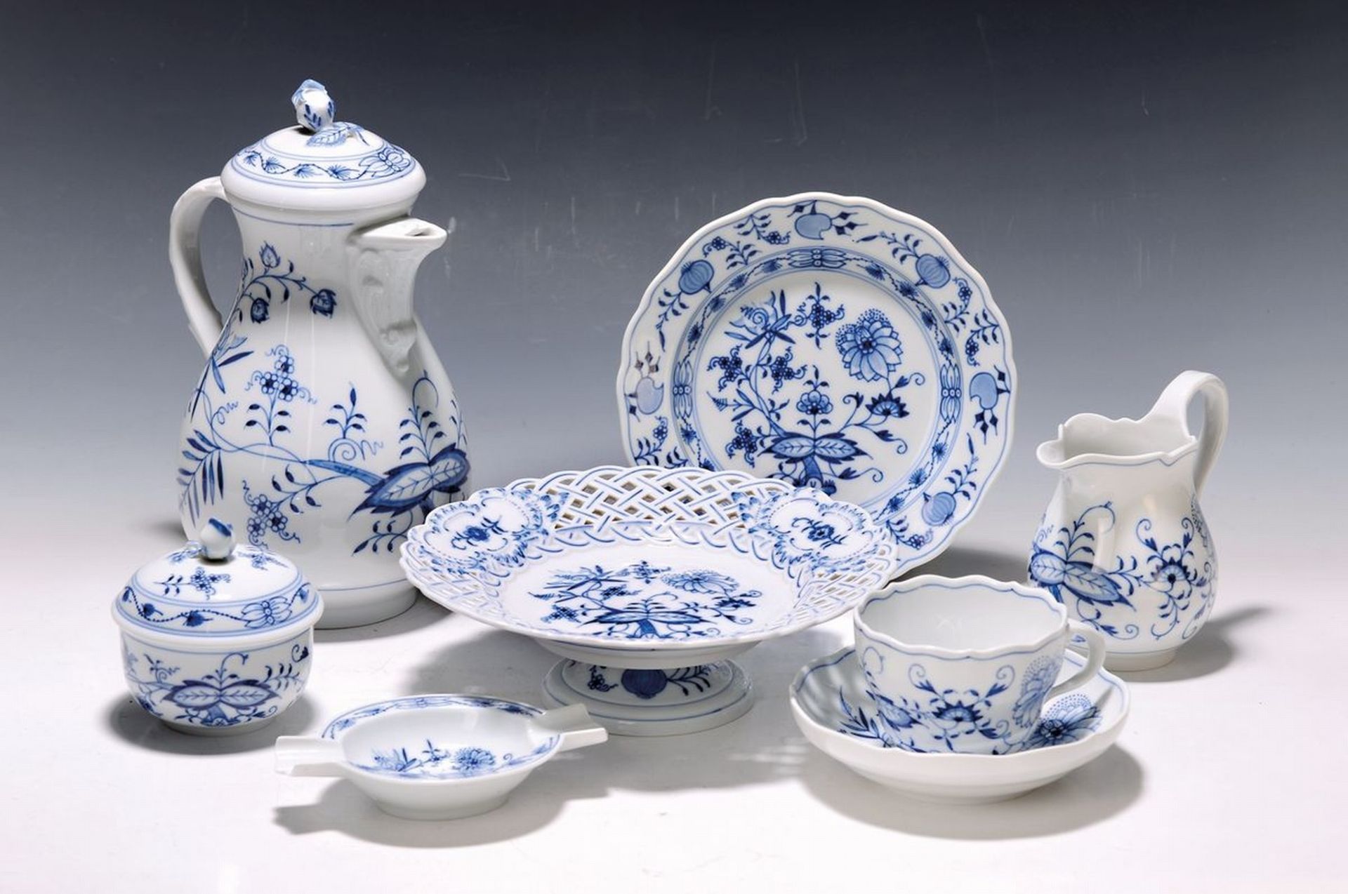 Kaffeeservice, Meissen, um 1900-2.H.20.Jh.,  blaues