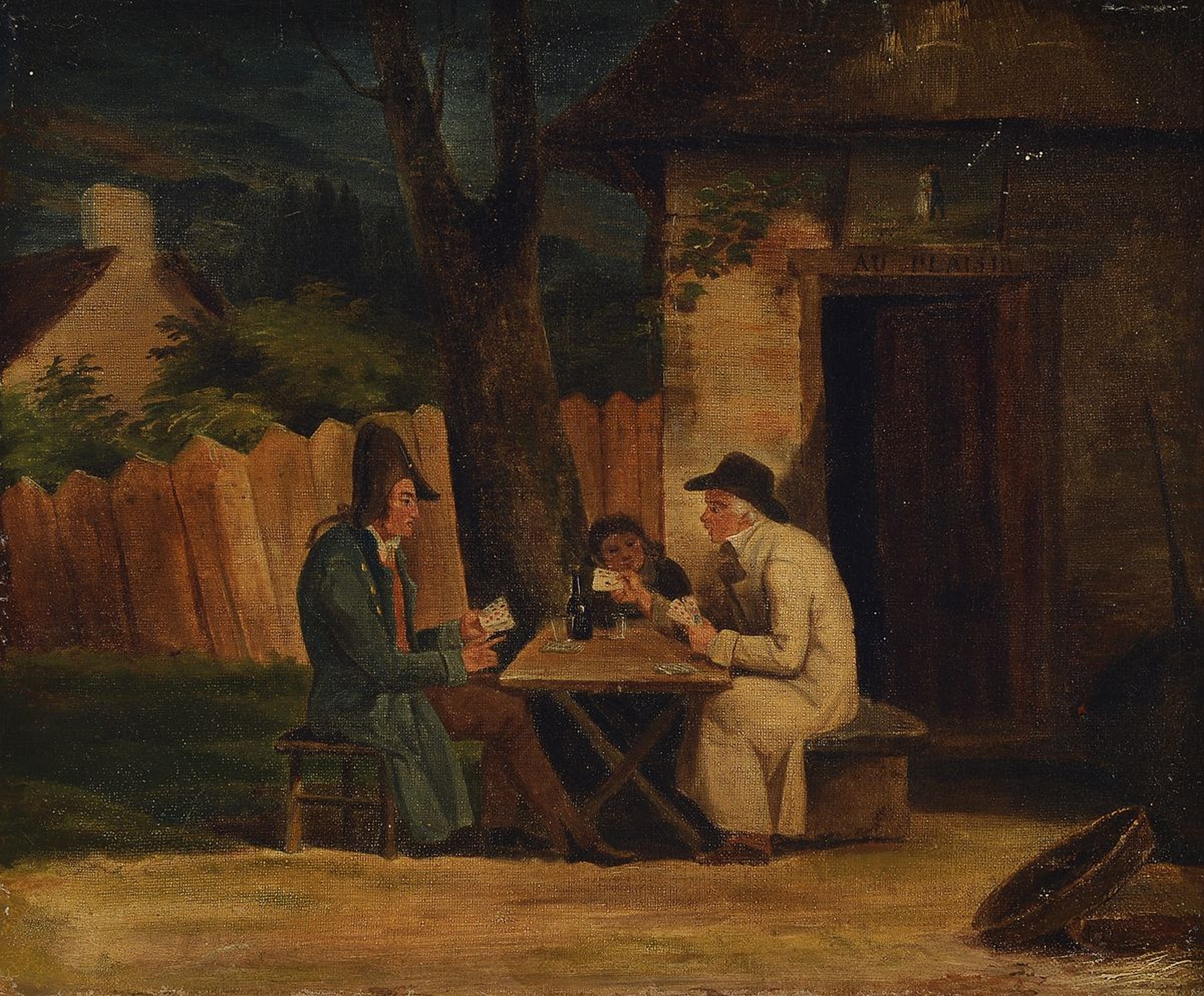 wohl französischer Künstler, um 1830/40, Kartenspiel vor