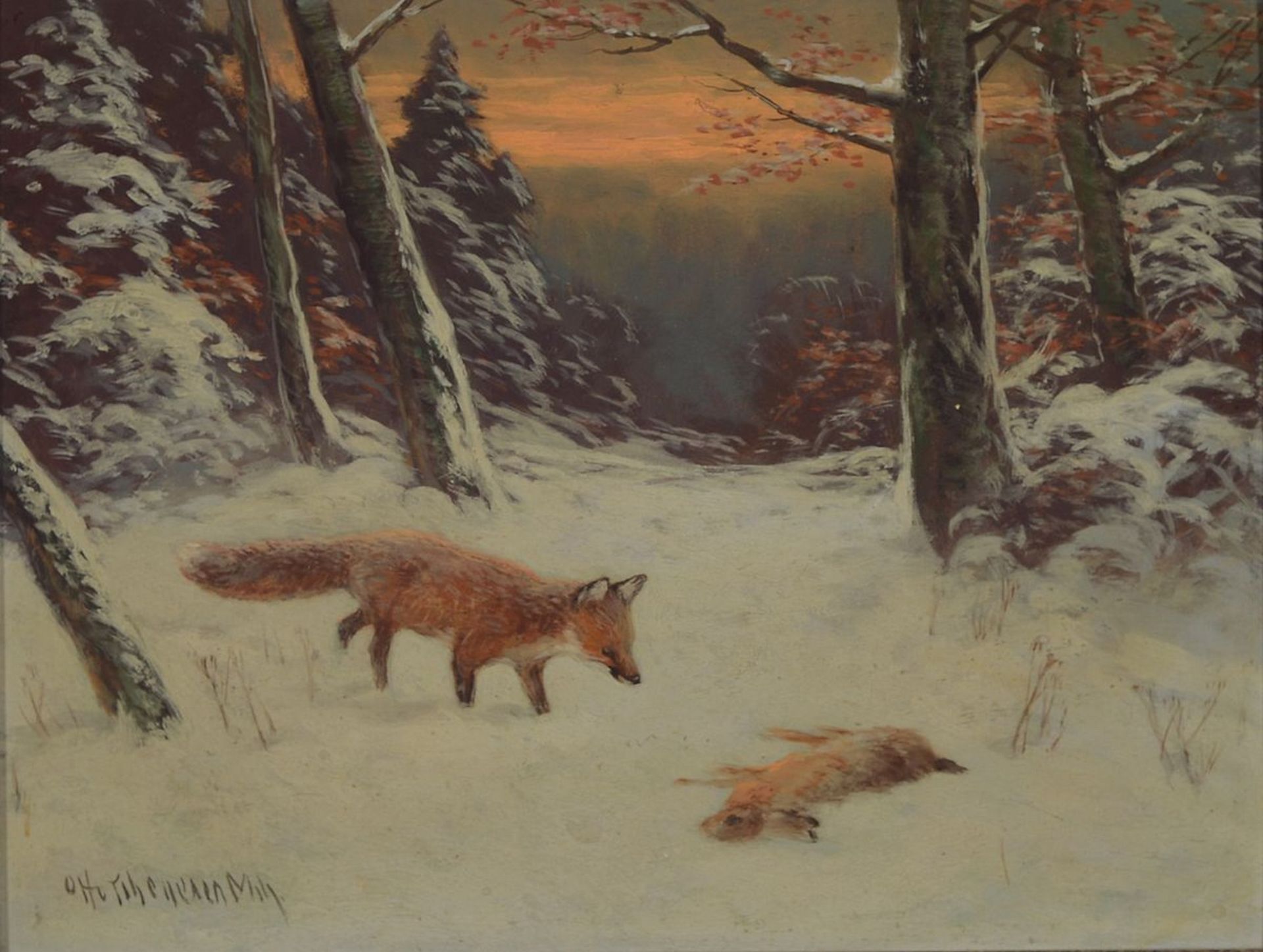 Otto Scheuerer, 1862-1934 München, Fuchs mit erlegtem