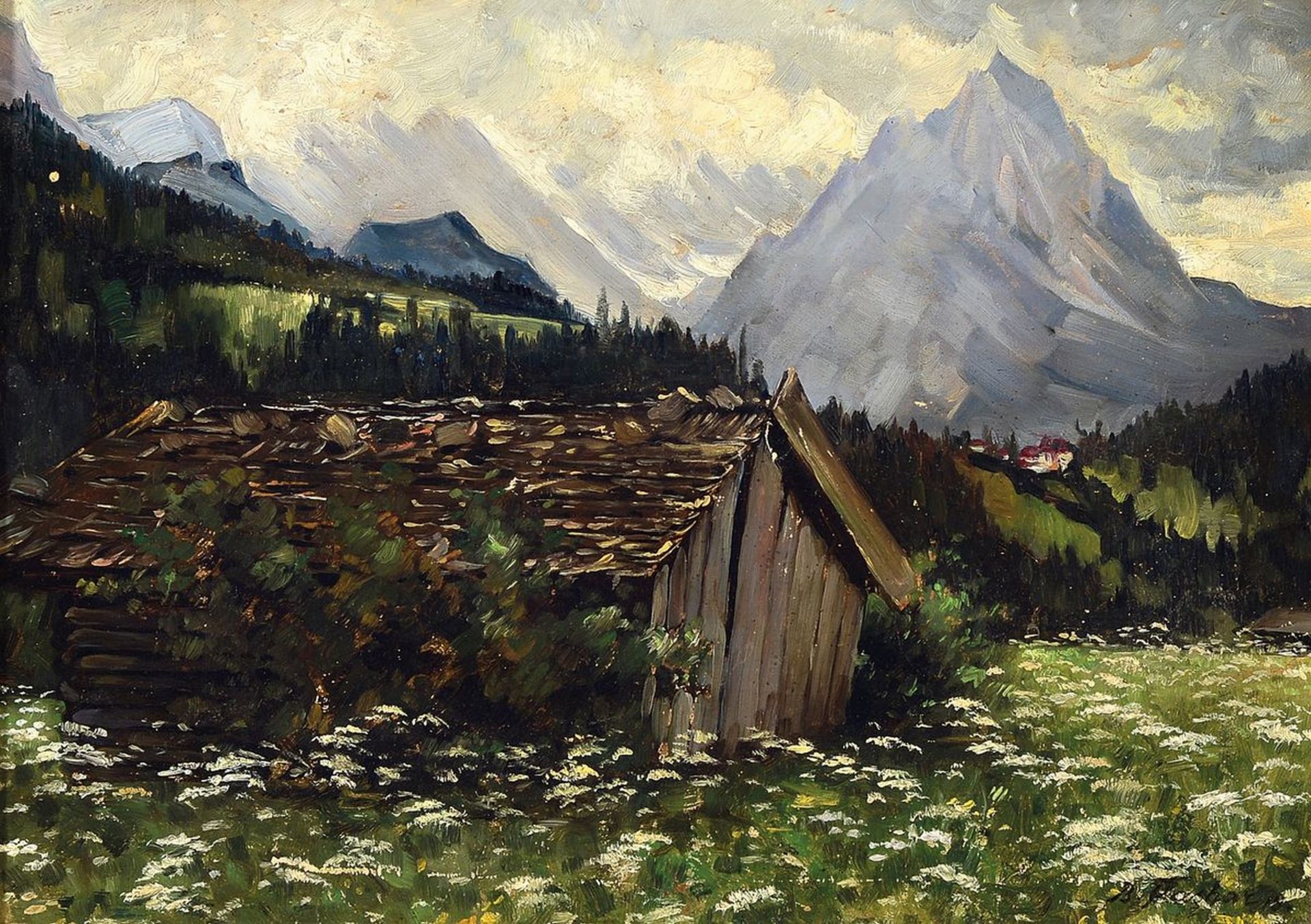 Bruno Flashar, 1887-1961 München, Hütte im Gebirge,