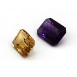 Lot 2 lose Farbsteine, Amethyst und Citrin zus. ca. 18.69