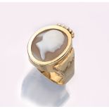 14 kt Gold Kamee-Ring, GG 585/000, ovaler Ringkopf mit