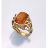 14 kt Gold Jaspis-Ring, GG 585/000, 1950er Jahre,