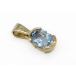 14 kt Gold Anhänger mit Aquamarin, GG 585/000,