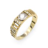14 kt Gold Brillant-Ring, GG/WG 585/000, in WG gefasster