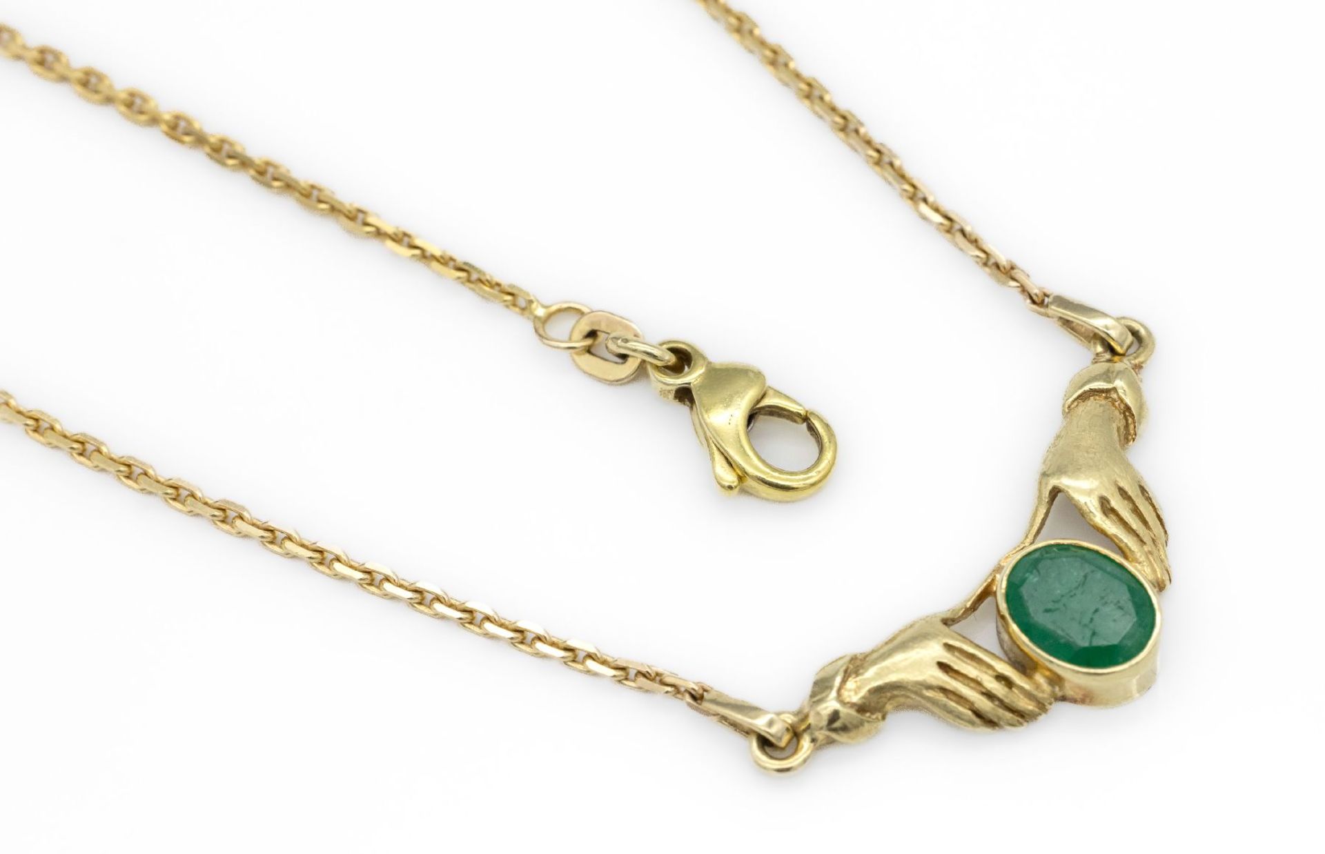 14 kt Gold Smaragd Collier,   GG 585/000, F.