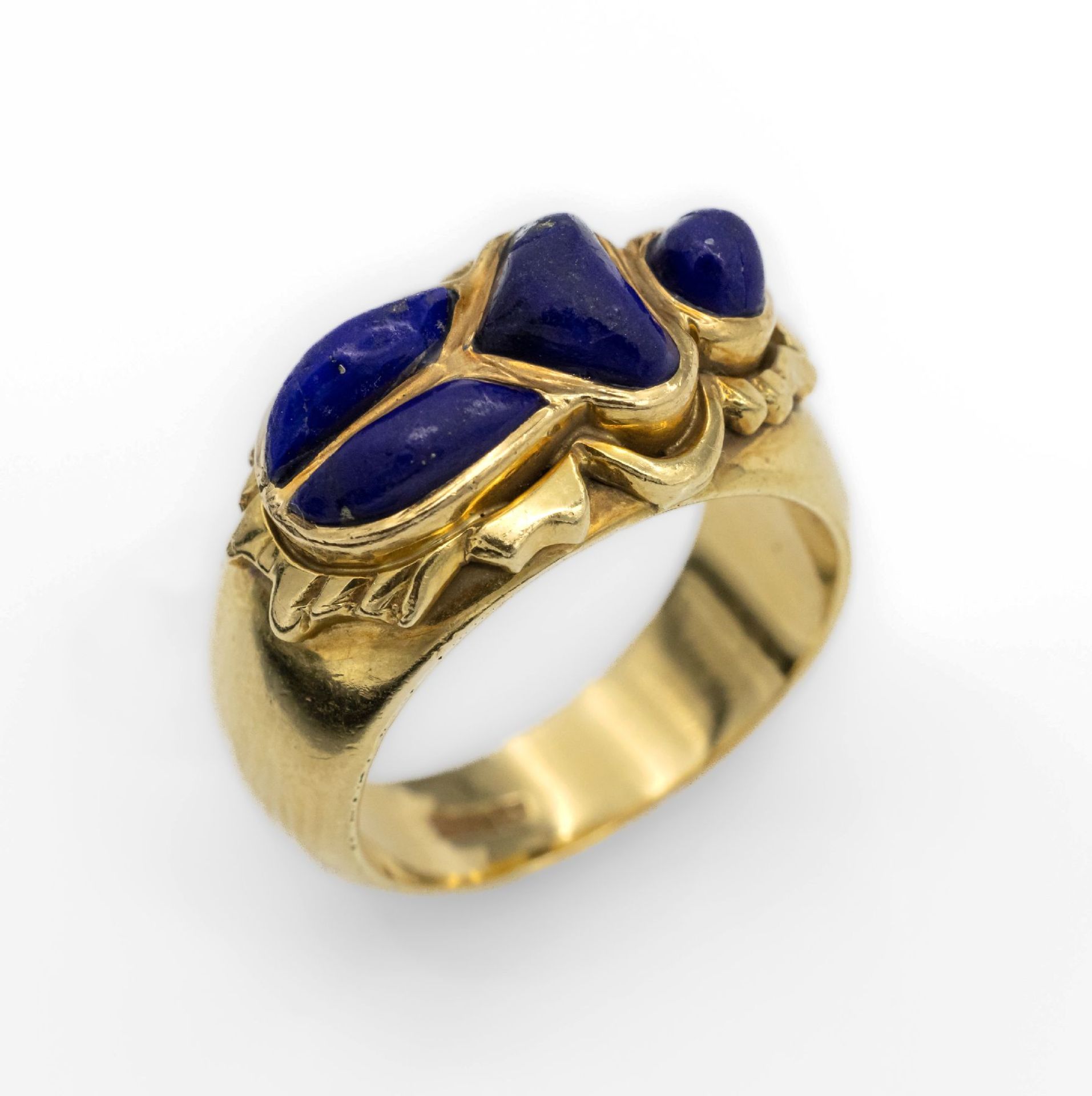 18 kt Gold Lapislazuli-Ring, GG 750/000, Ringkopf in