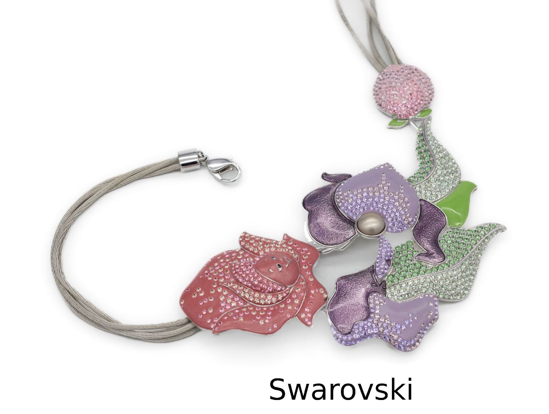 SWAROVSKI Collier,   abstrakt florales Mittelteil mit