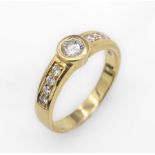 18 kt Gold Brillant-Ring, GG 750/000, 1 Brillant ca.