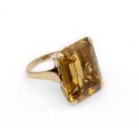 18 kt Gold Citrin-Ring, GG 750/000, Citrin im Emerald