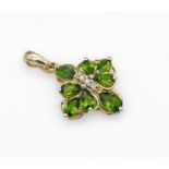 14 kt Gold Peridot-Diamant-Clipanhänger, GG585/000,