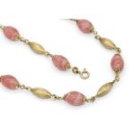 14 kt Gold Rhodochrosit-Schmuckset, GG 585/000, best.