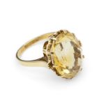 14 kt Gold Citrin-Ring, GG 585/000, ovalfacett. gelber