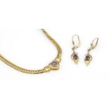 8 kt Gold Amethyst-Schmuckset, GG 333/000, best. aus: