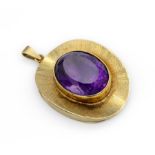 14 kt Gold Amethyst-Anhänger, GG 585/000, ovalfacett.