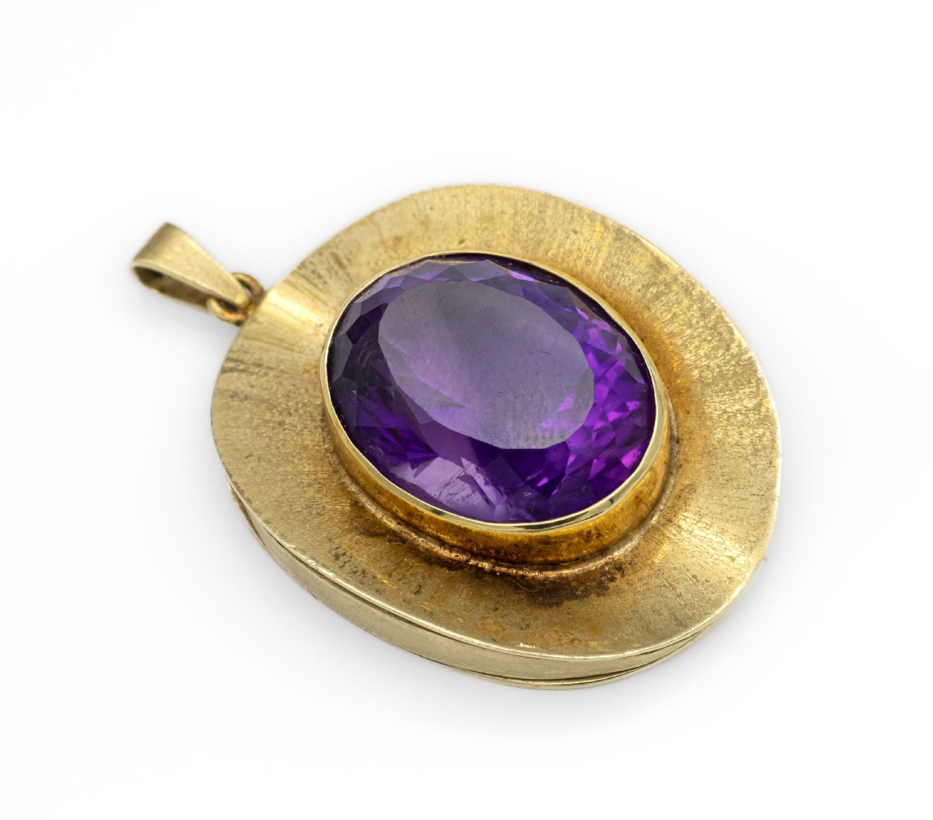 14 kt Gold Amethyst-Anhänger, GG 585/000, ovalfacett.