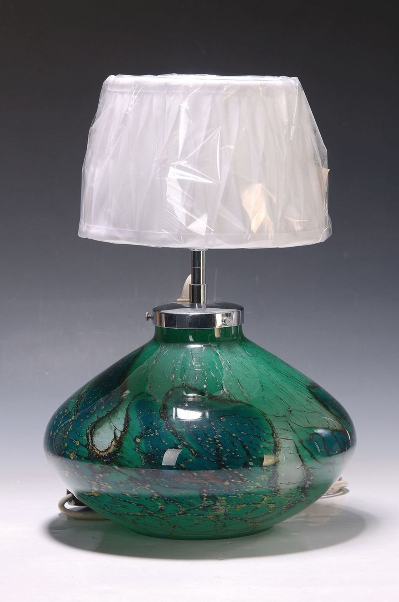 Tischvase, WMF Ikora, 1930-40er Jahre, grüner Glasfuss,