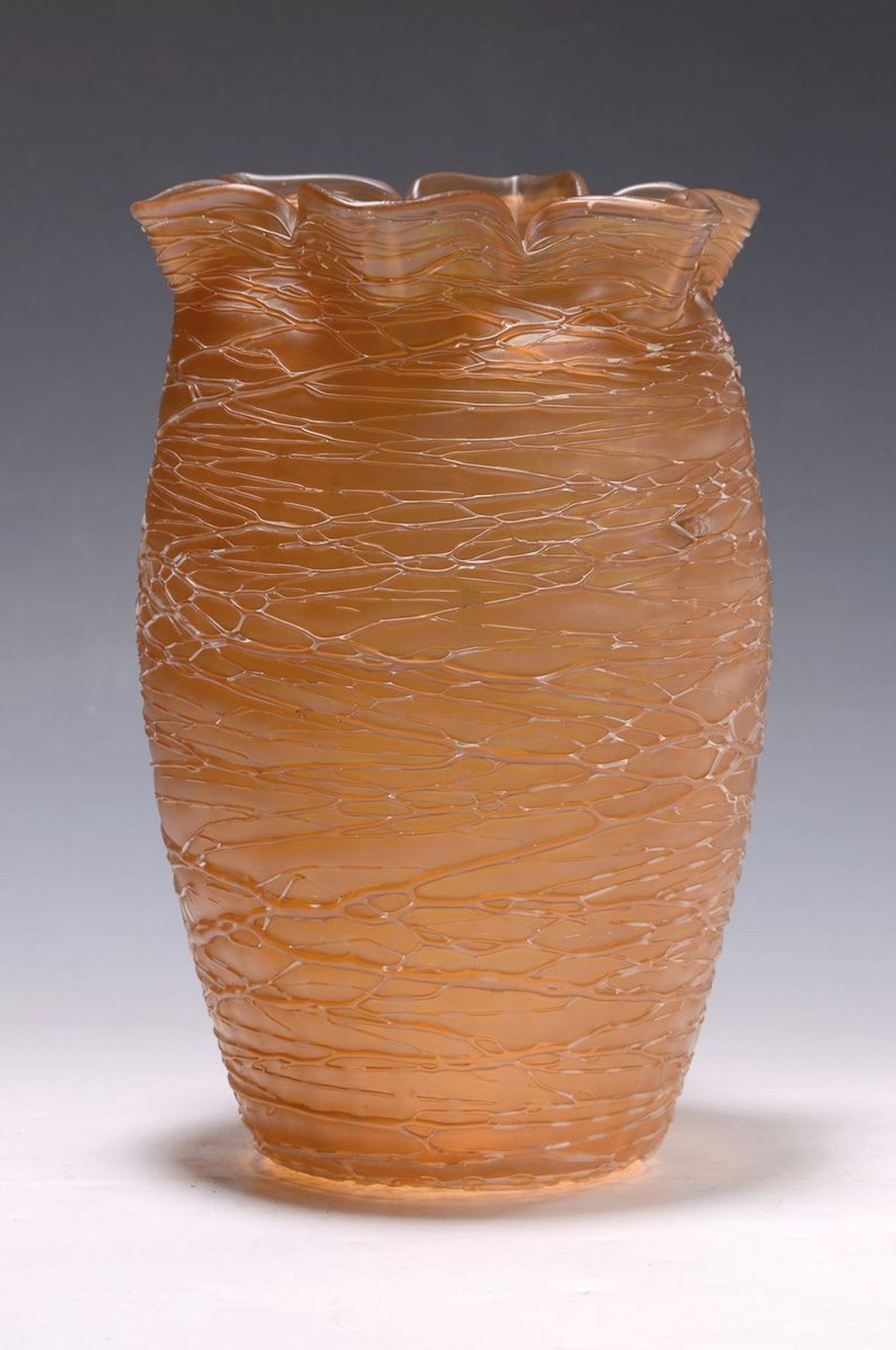 Drei Glasgefäße, Pallme-König, um 1900/20, a. große Vase,