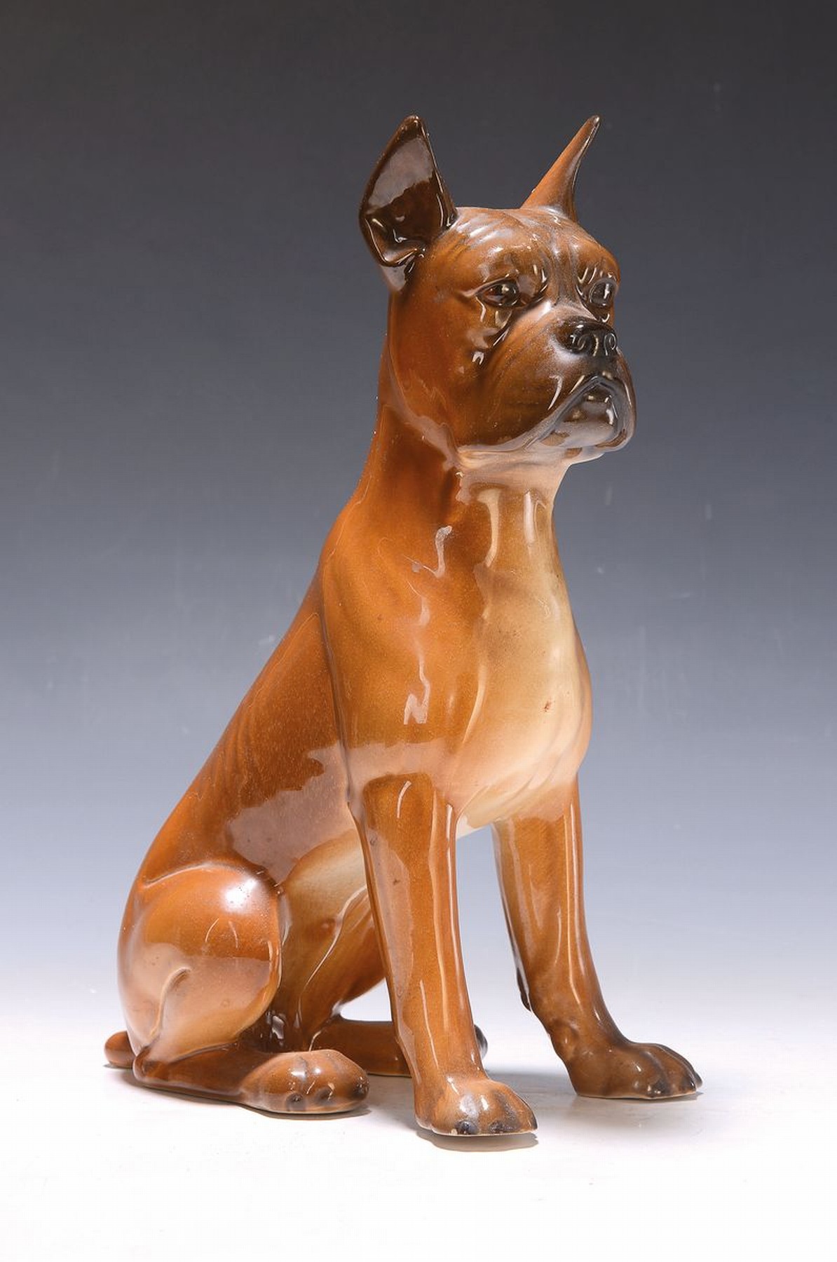 Grosse Steingutskulptur eines Boxerhundes, Goebel,