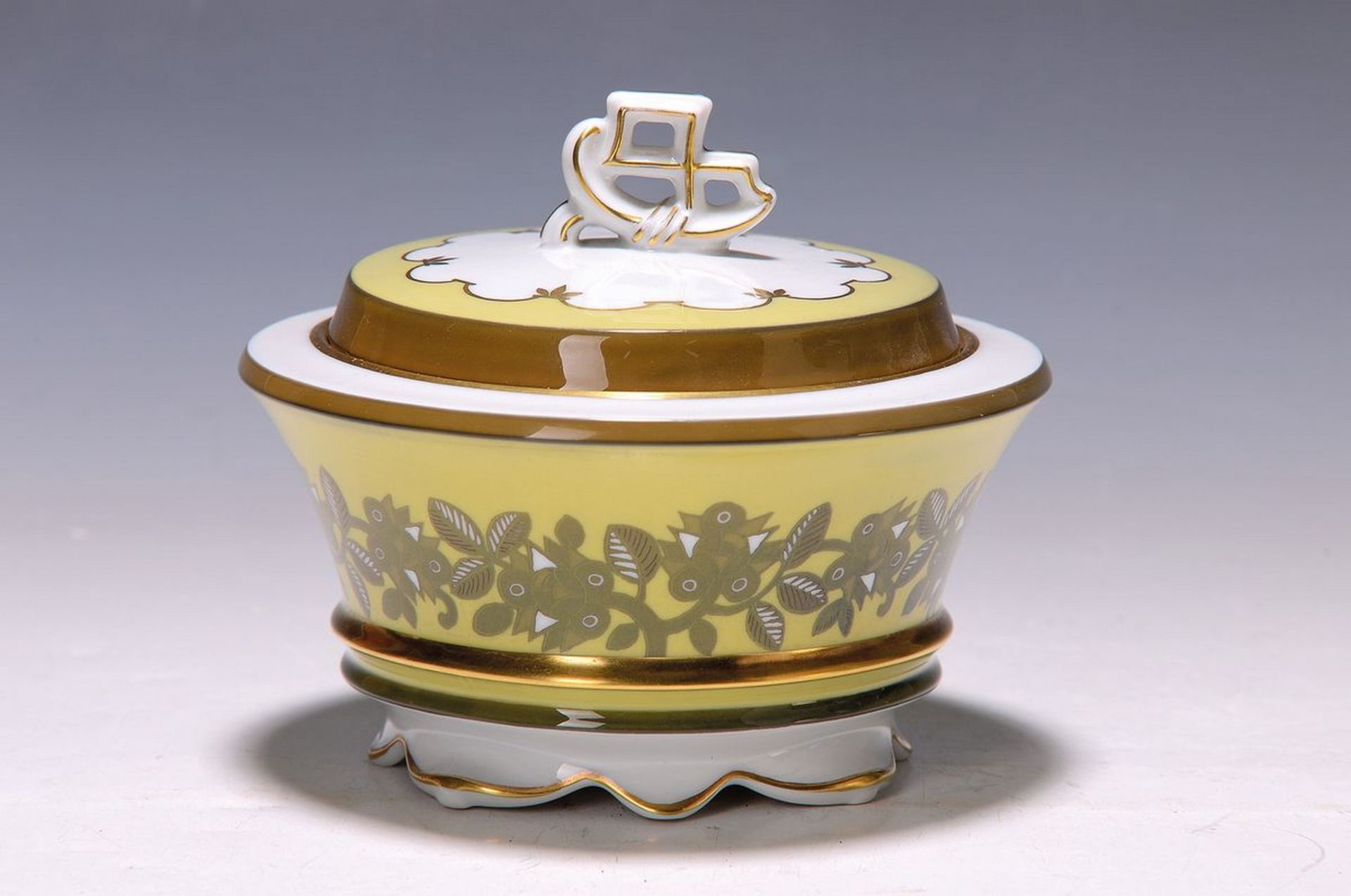 Deckeldose, Rosenthal, Selb Bavaria, 1929, gelber Fond