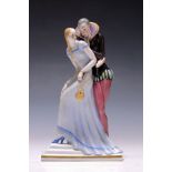 Porzellangruppe Art-Deco 'Junge Dame mit Mephisto',