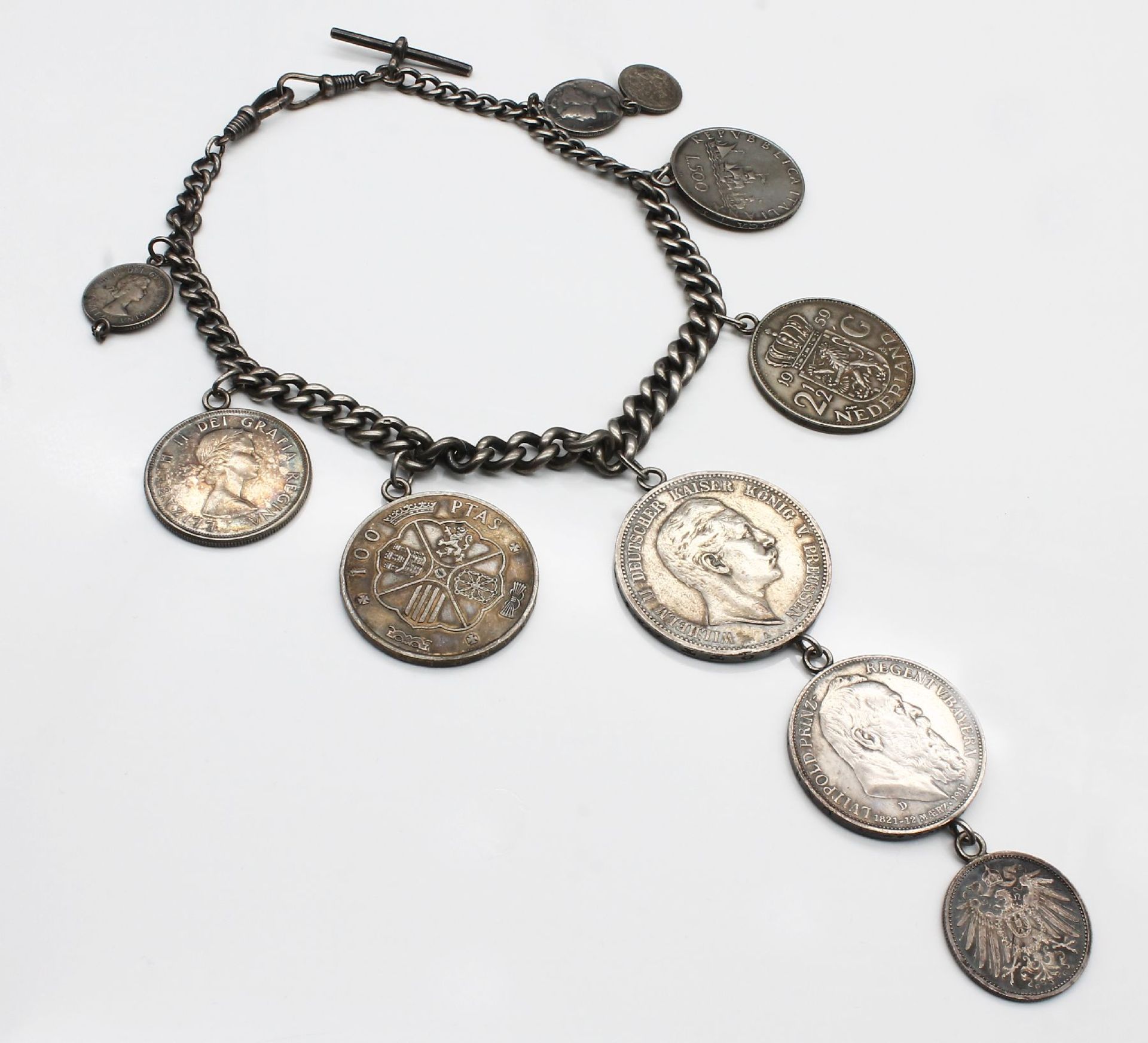 Münz-Charivari,   Silber gepr., mit 10 angehängten Münzen