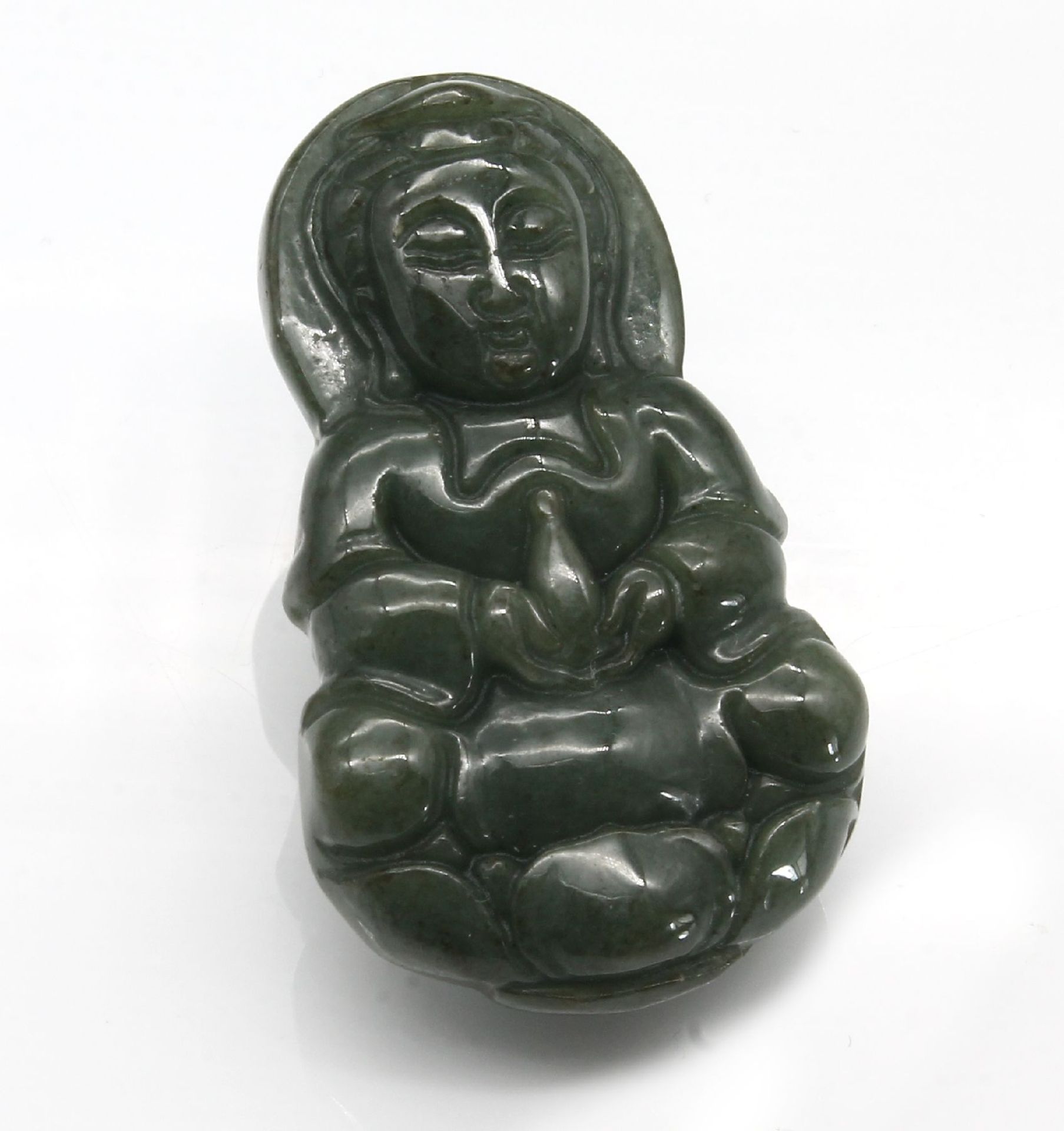 Jade-Anhänger, 'Buddha', 66.89 ct,   geschnitten, - Bild 2 aus 2