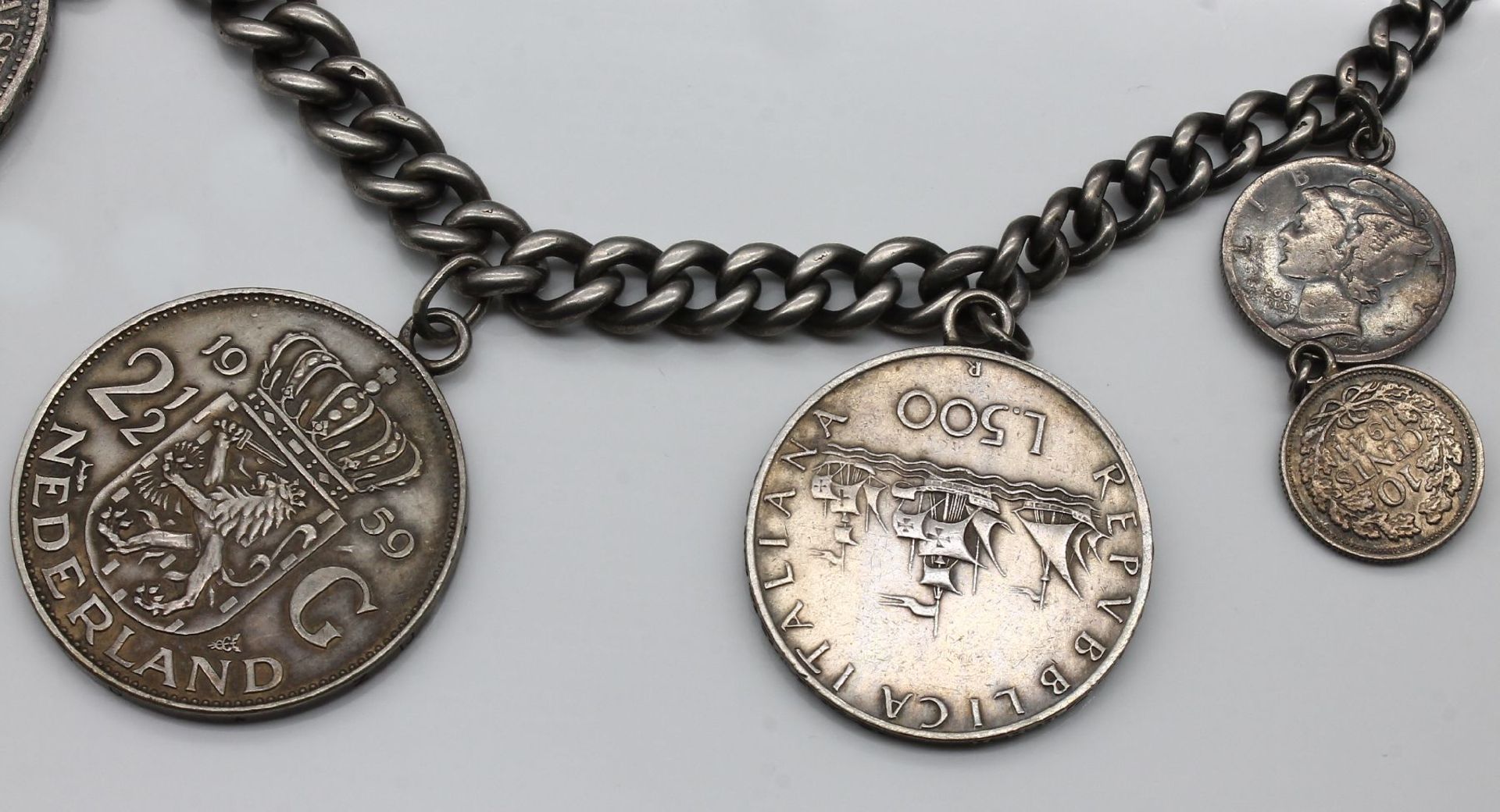 Münz-Charivari,   Silber gepr., mit 10 angehängten Münzen - Bild 4 aus 7