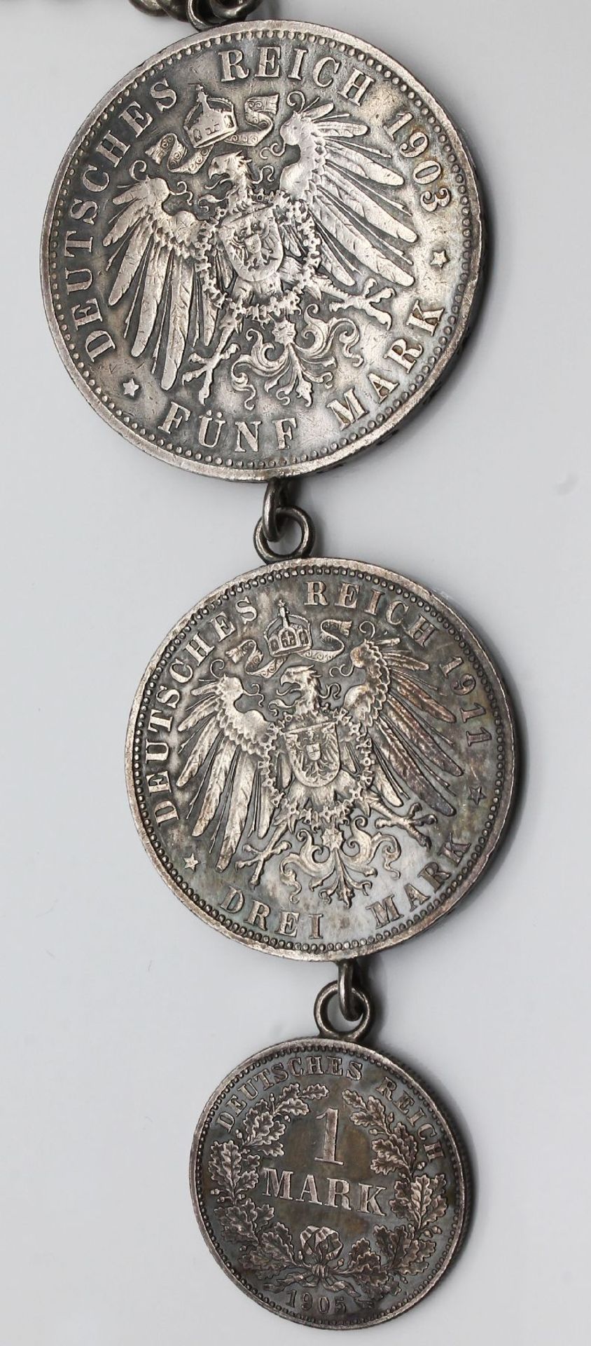 Münz-Charivari,   Silber gepr., mit 10 angehängten Münzen - Bild 6 aus 7